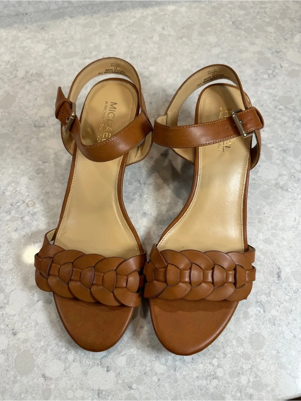 Michael Shannon Tan Braided Ankle-Strap Sandals